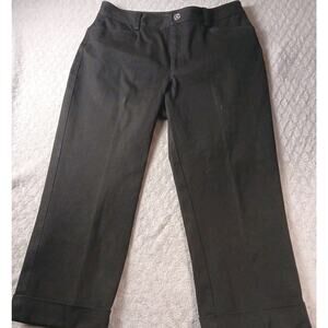 Lauren Ralph Lauren Womens Black Cropped Dress Pants Size 4 Cuffed Hem Ankle...
